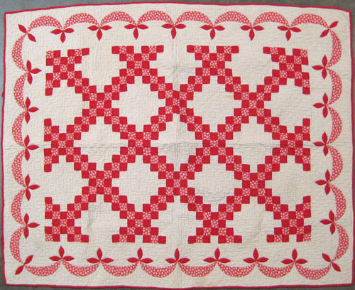 Appraisal: Double Irish chain cradle quilt dated with swag border x