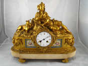 Appraisal: A large ormolu clock on marble base representing Diana the