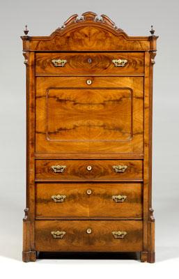 Appraisal: Continental secretaire a abattant dovetailed drawers with pine linings drop