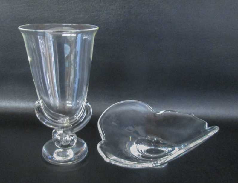 Appraisal: STEUBEN ART GLASS BOWL AND FOOTED VASE both clear glass