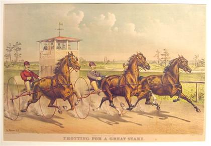 Appraisal: piece Color Lithograph Currier N Ives J M pub Trotting