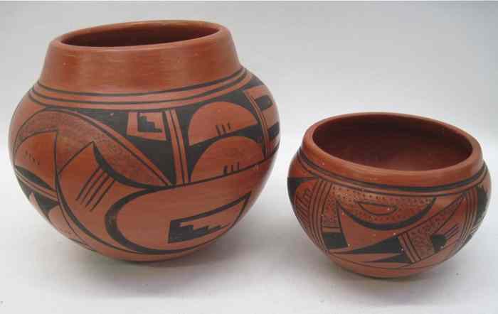 Appraisal: TWO HOPI PUEBLO INDIAN POTS the first signed Laura Tomasie