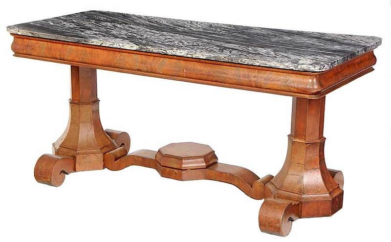 Appraisal: American Classical Mahogany Marble Top Table New York Philadelphia circa