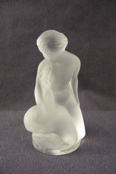 Appraisal: Lalique Crystal Figure Lida with Swan Crystal figure of a