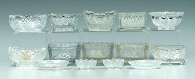 Appraisal: Fourteen pressed glass salts varying styles including peacock eye eagles