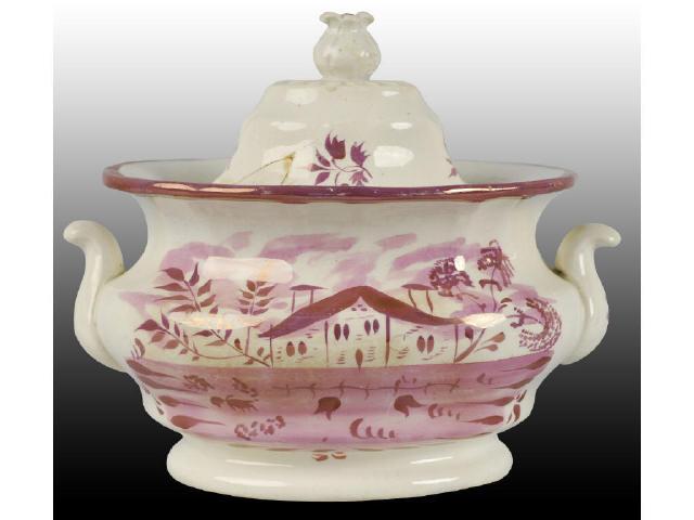 Appraisal: English Staffordshire Pink Luster Covered Sugar Description Bowl with repaired