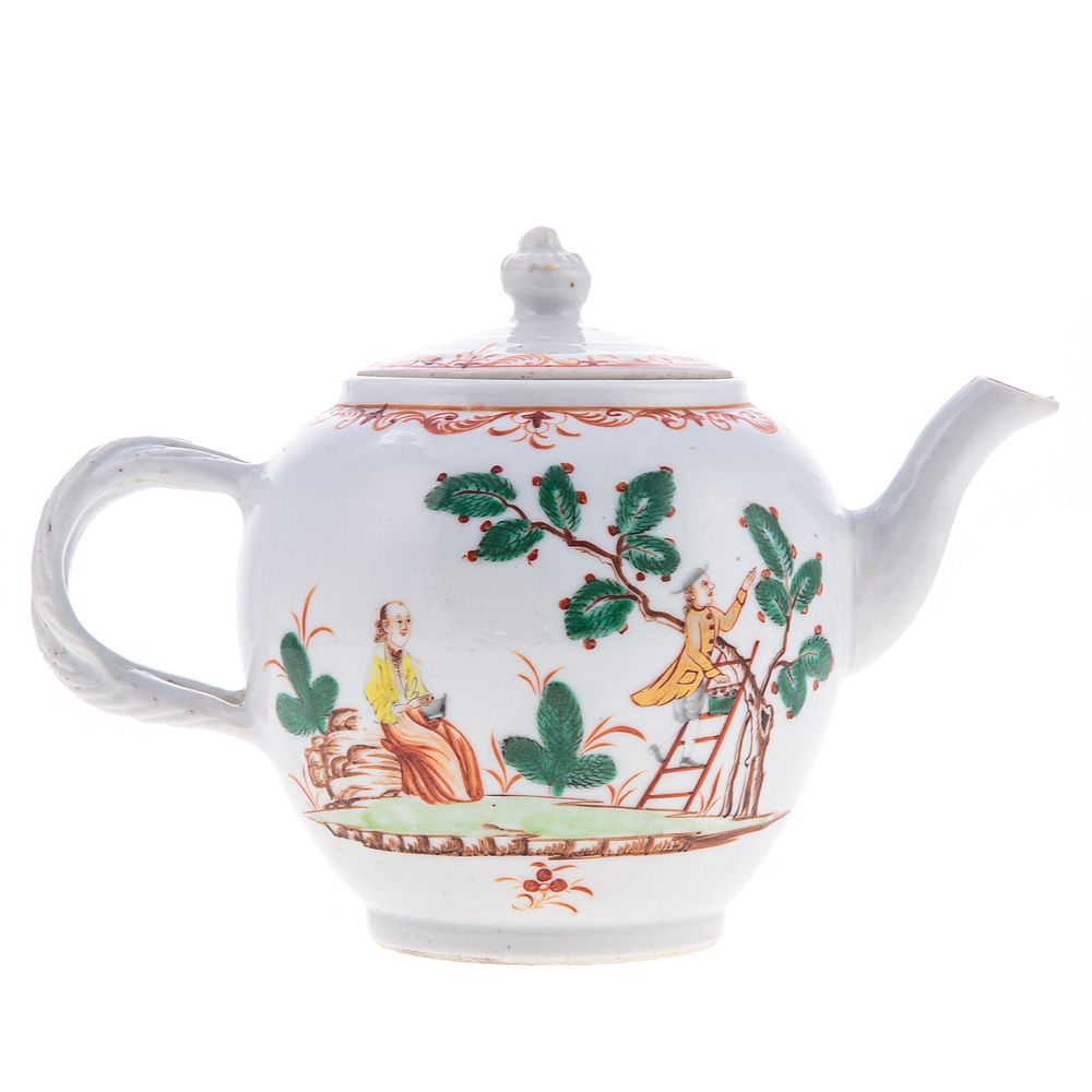 Appraisal: Rare Chinese Export Cherry Pickers Teapot Circa unusual European subject