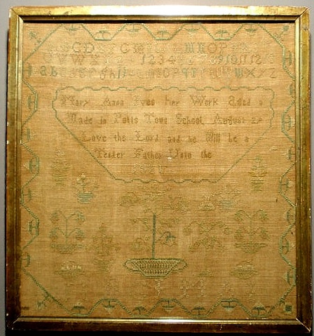 Appraisal: Rare Montgomery Co PA sampler silk on linen wrought by