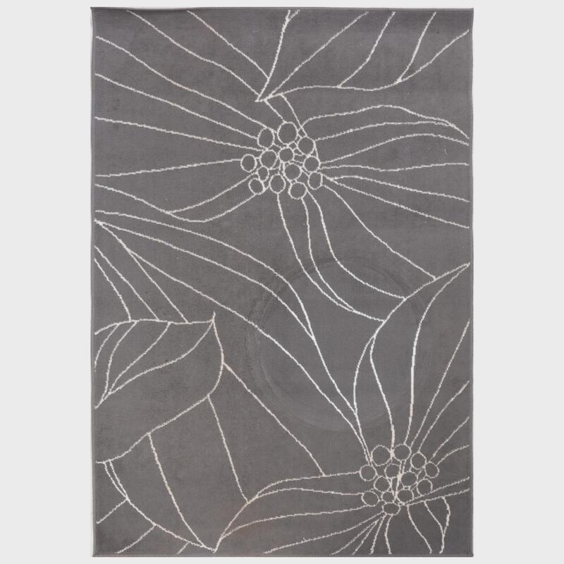 Appraisal: Contemporary Grey Floral Design Rug ft in x ft in