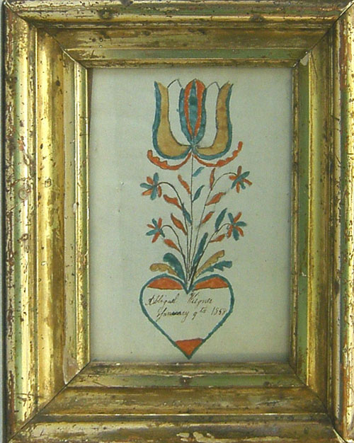 Appraisal: Pennsylvania watercolor fraktur bookplate dated x