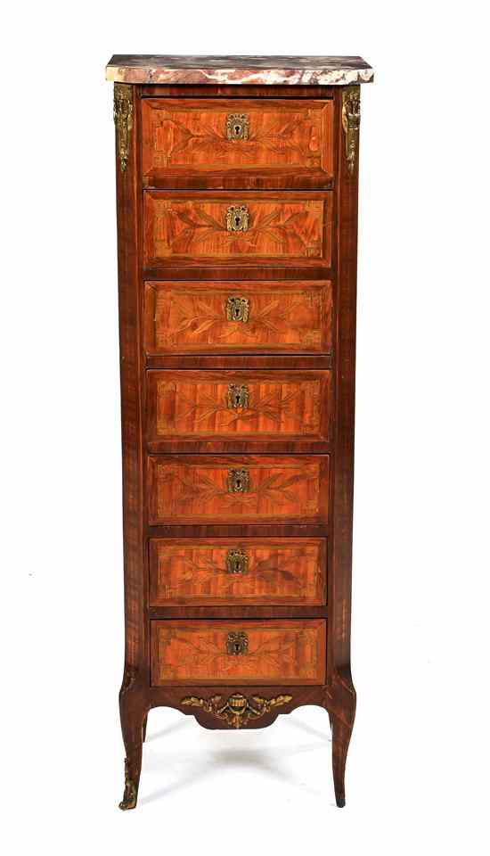 Appraisal: A Louis XVI Style Marquetry and Gilt Metal Mounted Semanier