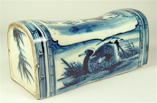 Appraisal: Blue White Chinese Pillow th Century Depicts wildlife marsh and