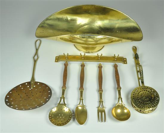 Appraisal: Group of Brassware Most th Century Including brass scale pan