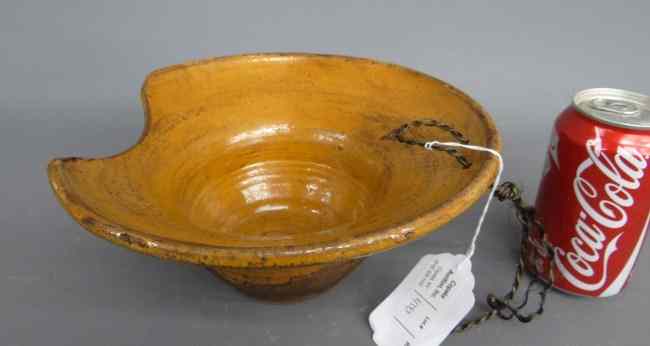 Appraisal: Redware shaving bowl '' Diameter