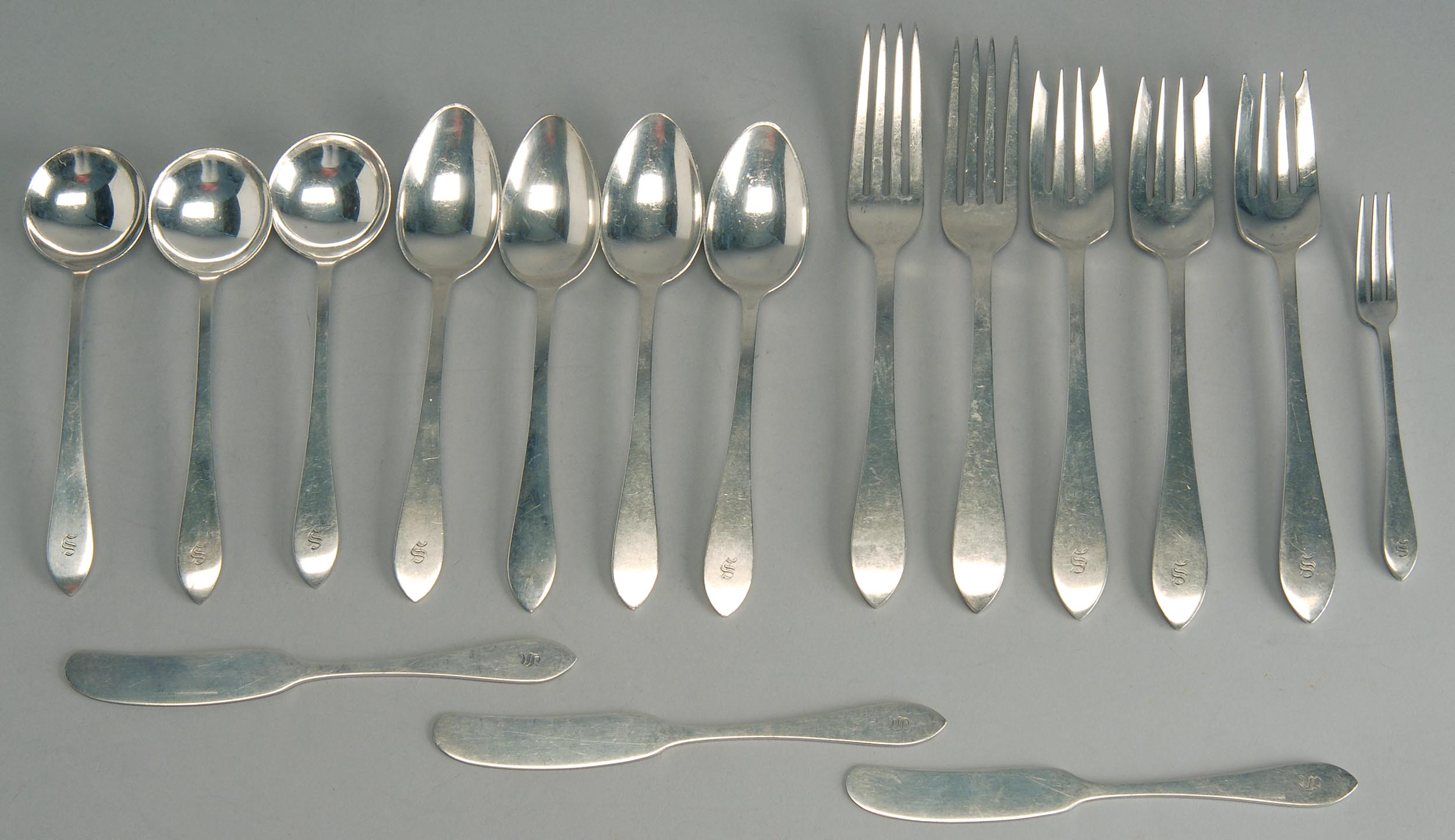 Appraisal: SIXTEEN STERLING SILVER FLATWARE PIECES BY TIFFANY MFG CO Includes