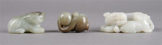 Appraisal: A Group of Three Jade Carvings Length of longest inches