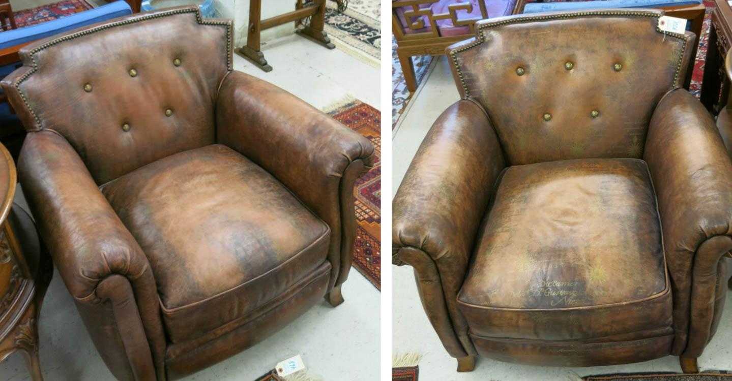 Appraisal: A PAIR OF LEATHER ARMCHAIRS Beacon Hill Collec by Collection