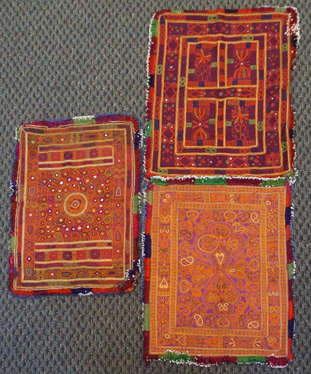 Appraisal: Three Pashton Embroidered Silk Dowry Cloths Largest ft in x