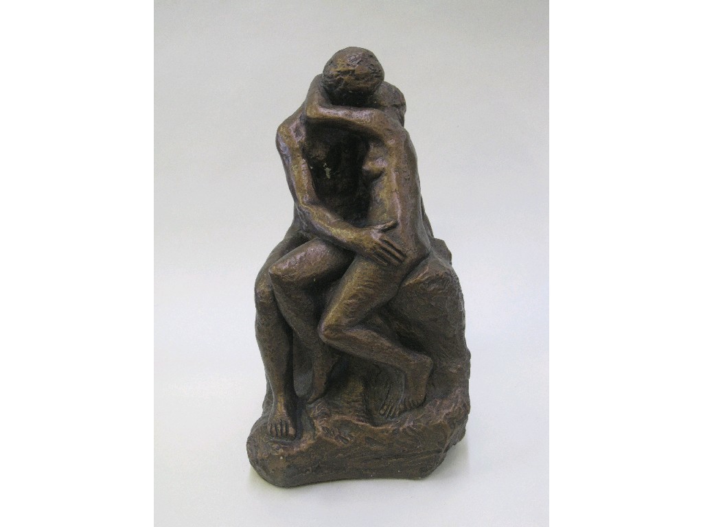 Appraisal: Austin bronzed finish plaster figure group of an embracing couple