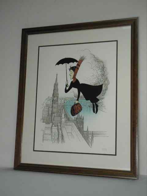 Appraisal: Al Hirschfeld signed artist proof lithograph titled ''Mary Poppins Flying