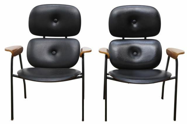 Appraisal: pair Italian mid-century modern lounge chairs in the manner of