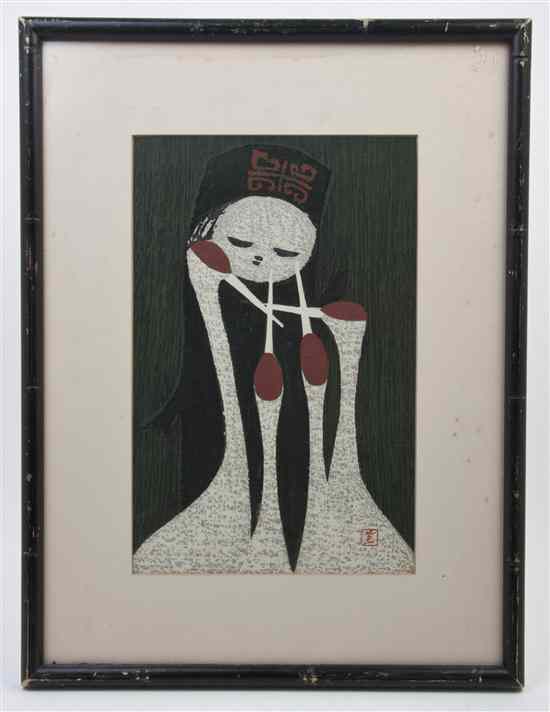 Appraisal: A Japanese Woodblock Print Kaoru Kawano - depicting a figure