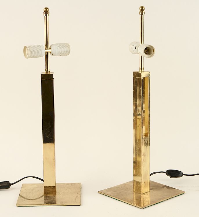 Appraisal: PAIR BRASS TABLE LAMPS CIRCA A pair of brass two