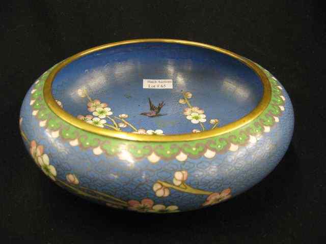 Appraisal: Chinese Cloisonne Bowl bird floral '' diameter excellent