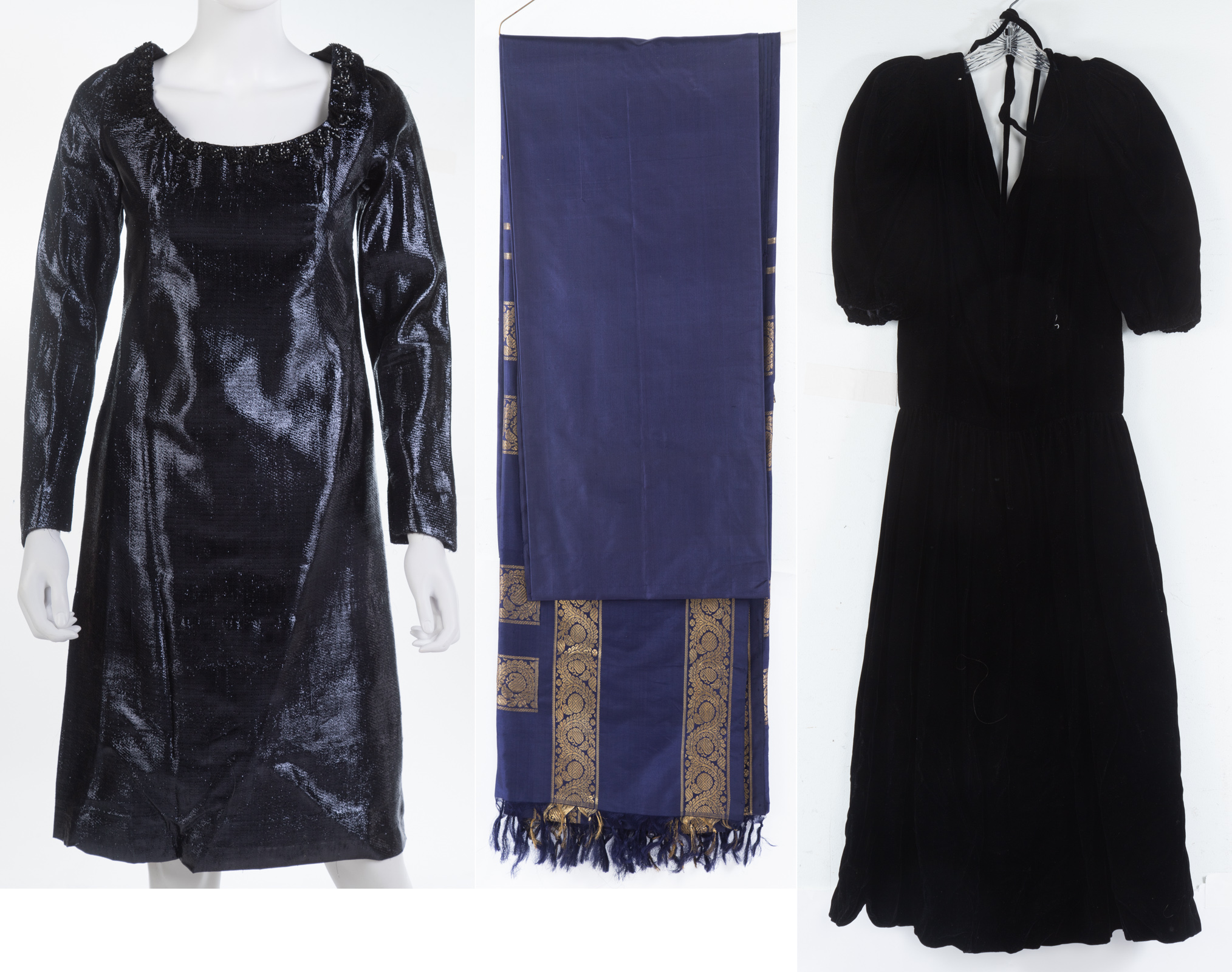 Appraisal: COLLECTION OF EVENING DRESSES Including a black velvet dress and