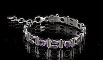 Appraisal: A Sterling Silver Bracelet with Amethysts A marked sterling silver