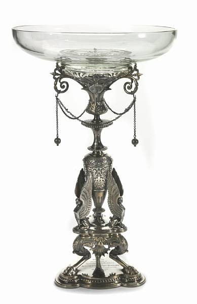 Appraisal: A Victorian plated dessert stand with later glass fittingElkington amp