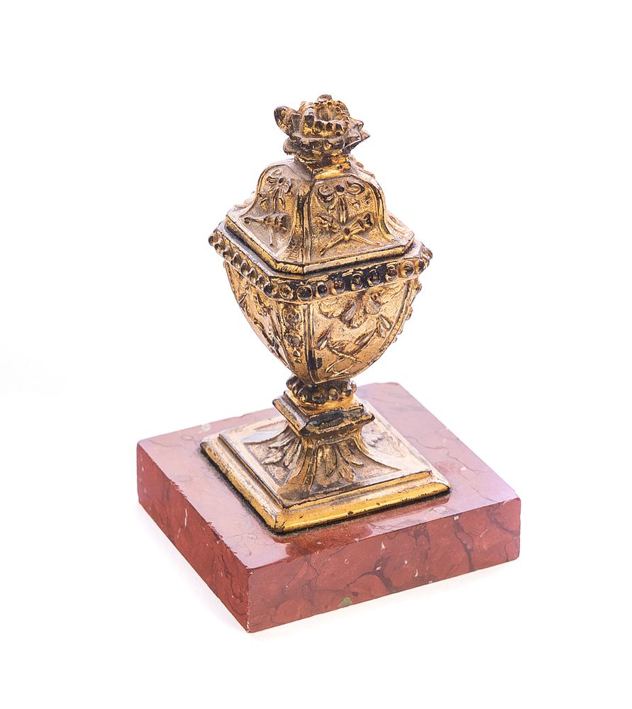 Appraisal: Bronze Marble Inkwell Bronze marble Inkwell