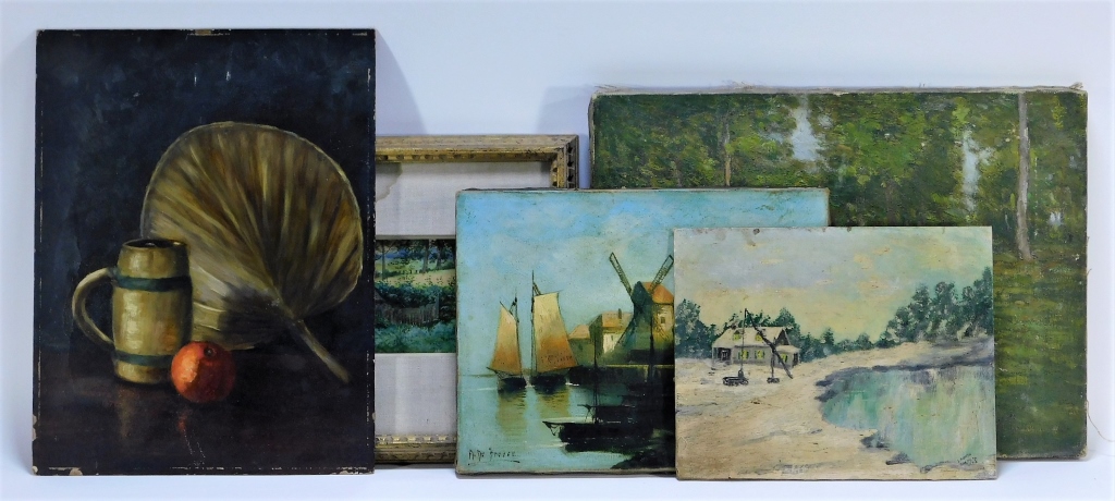 Appraisal: ANTIQUE IMPRESSIONIST LANDSCAPE PAINTINGS GROUP United States Europe th- th