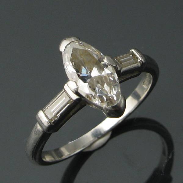 Appraisal: A marquise-cut diamond diamond and platinum ring a marquise-cut center