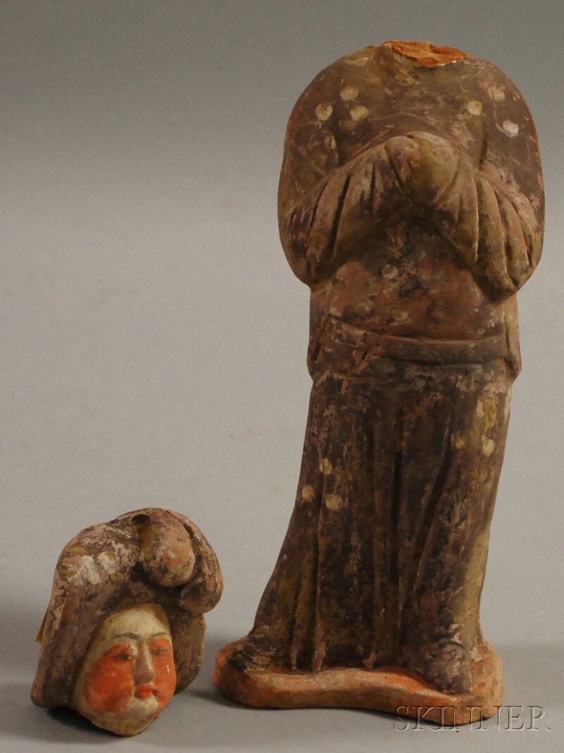 Appraisal: T'ang-style Pottery Figure of an Attendant China probably th century