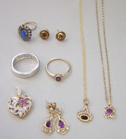 Appraisal: A gold and amethyst set pendant with a gold neckchain