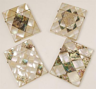 Appraisal: Three Victorian mother of pearl and abalone card cases with