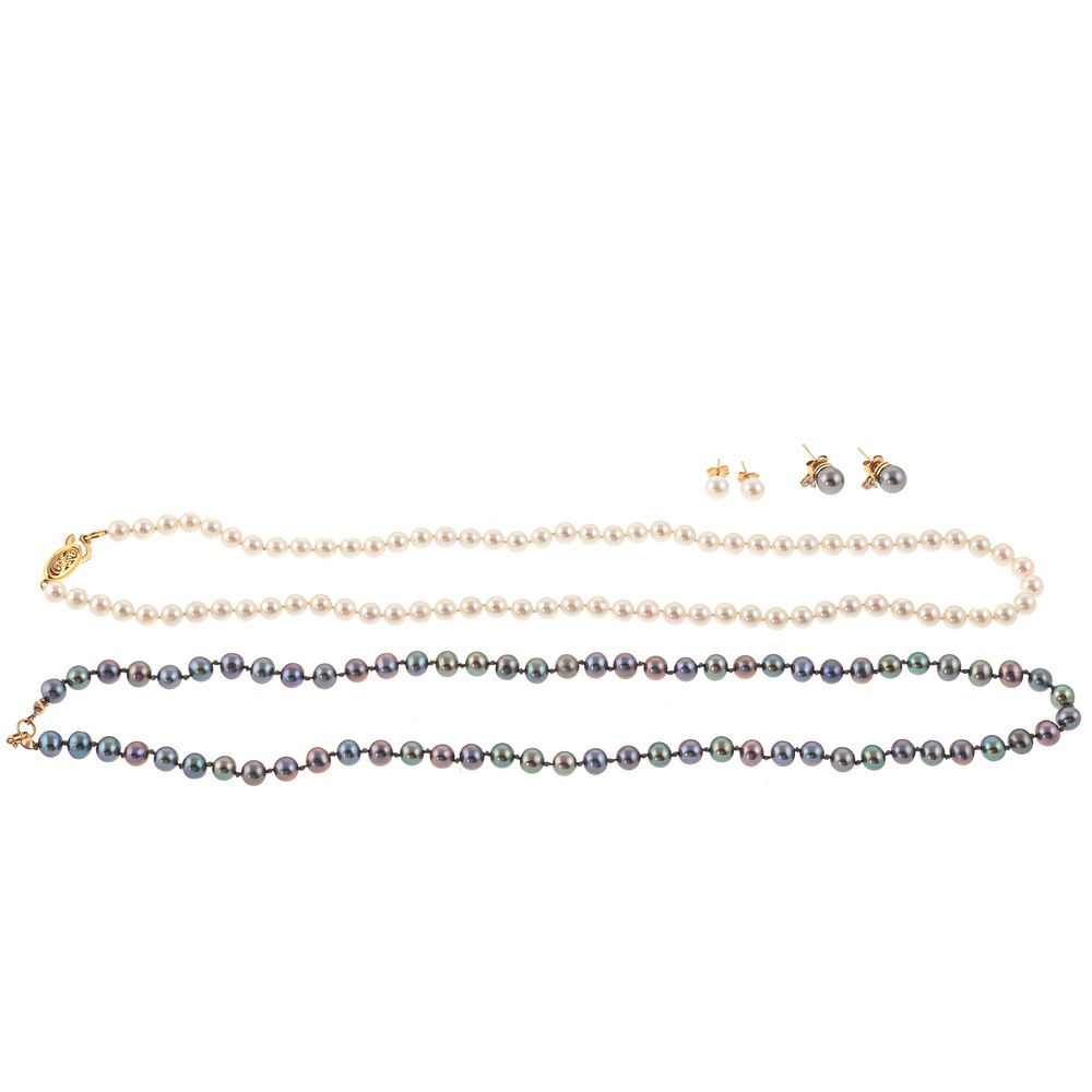 Appraisal: An Assortment of Pearl Necklaces Stud Earrings Strand of very