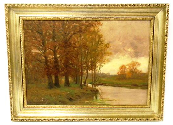 Appraisal: William Merritt Post American - Autumn Landscape oil on canvas