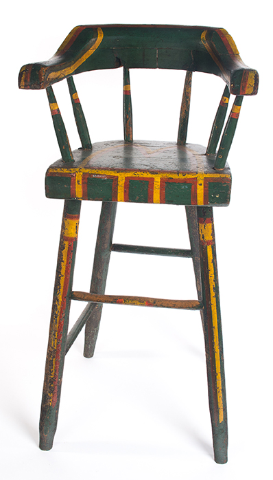 Appraisal: TWO AMERICAN CHAIRS Nineteenth century High chair in a old