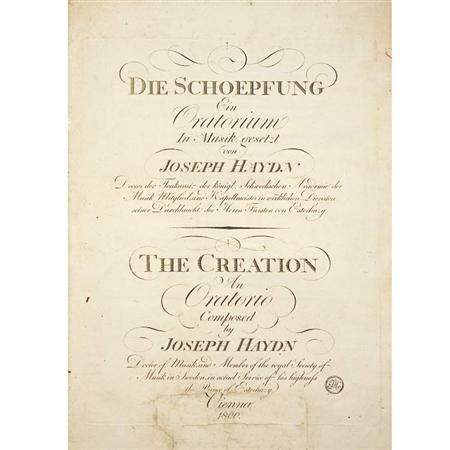 Appraisal: HAYDN FRANZ JOSEPH Die Schoepfung Ein Oratorium The Creation An