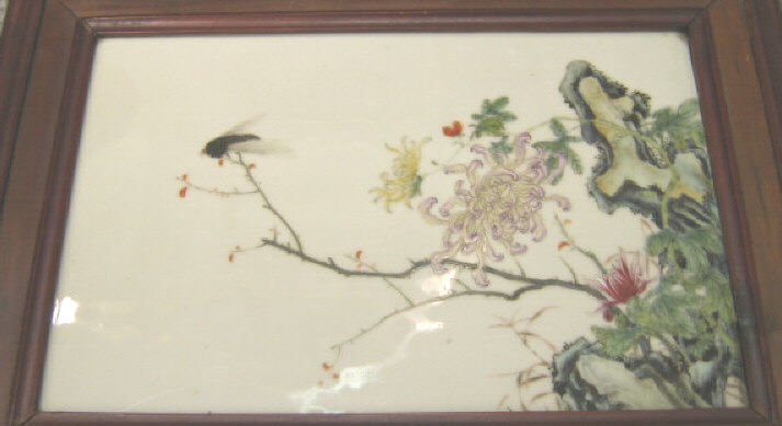 Appraisal: FOUR CHINESE ENAMEL DECORATED PORCELAIN PLAQUES All similar with floral