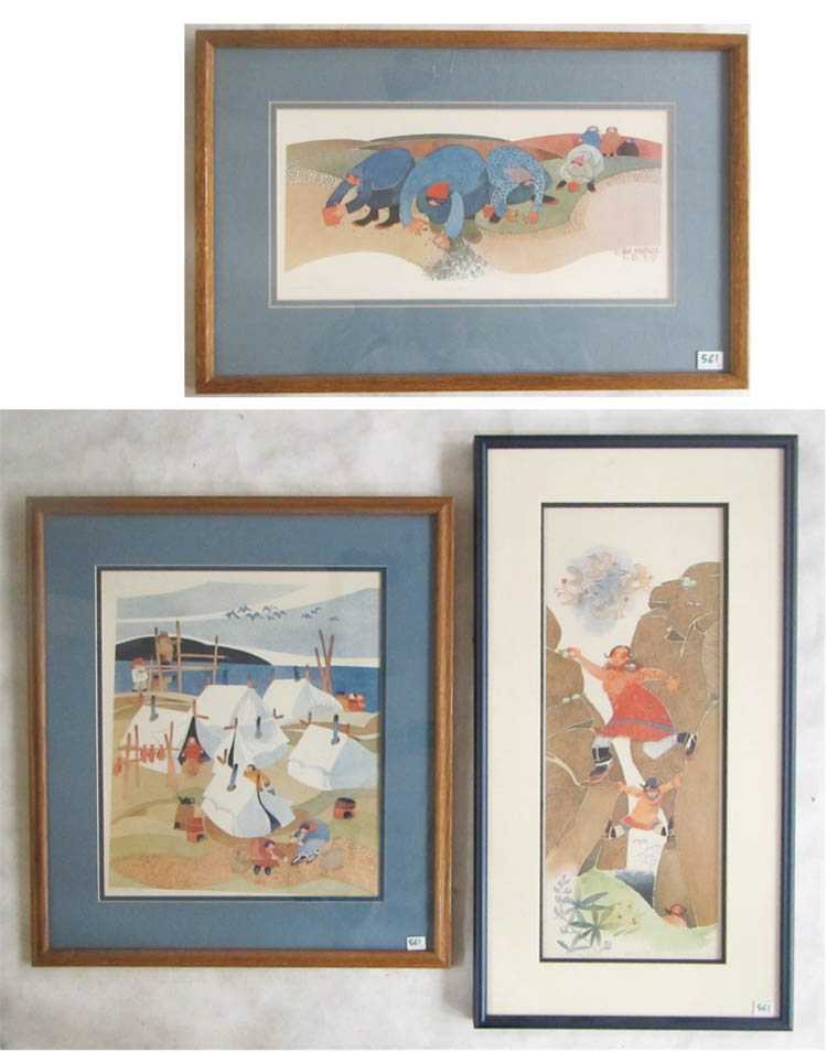 Appraisal: RIE MUNOZ THREE OFFSET LITHOGRAPHS Alaska - Gathering Eggs Summer