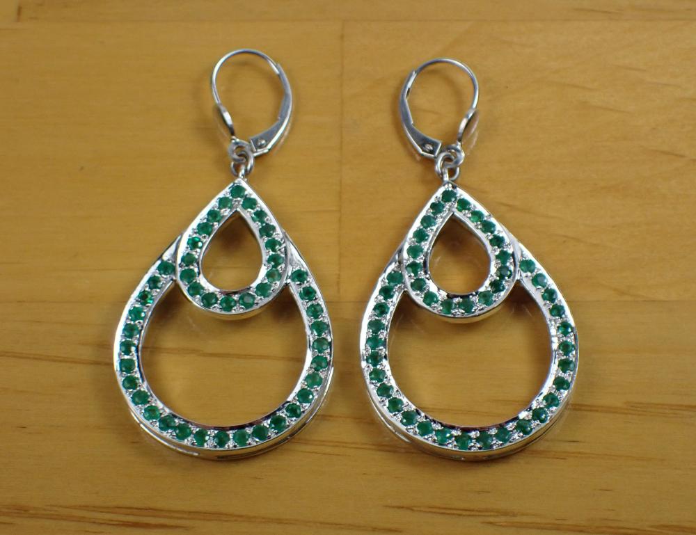 Appraisal: PAIR OF EMERALD AND FOURTEEN KARAT GOLD EARRINGS each k