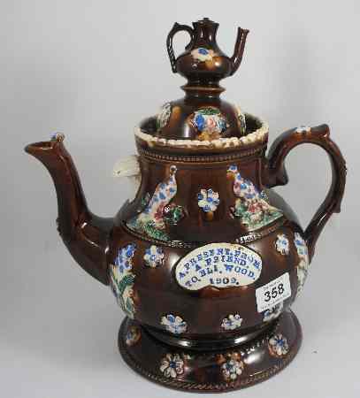 Appraisal: Large Measham Barge Ware Tea Pot Dated