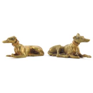 Appraisal: Two Mid Century Brass Dog Figurines Two Mid Century Brass