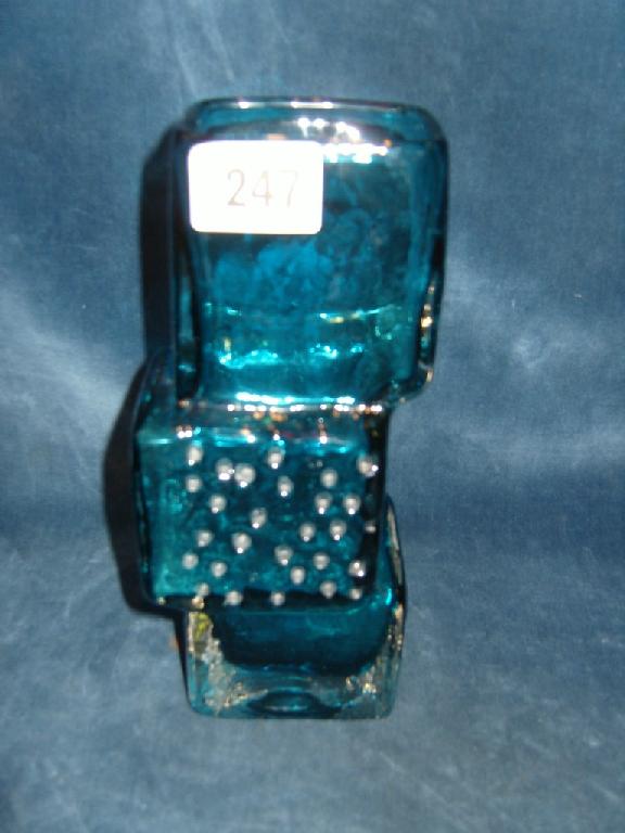 Appraisal: A Whitefriars Drunken Bricklayer glass vase with turquoise tint