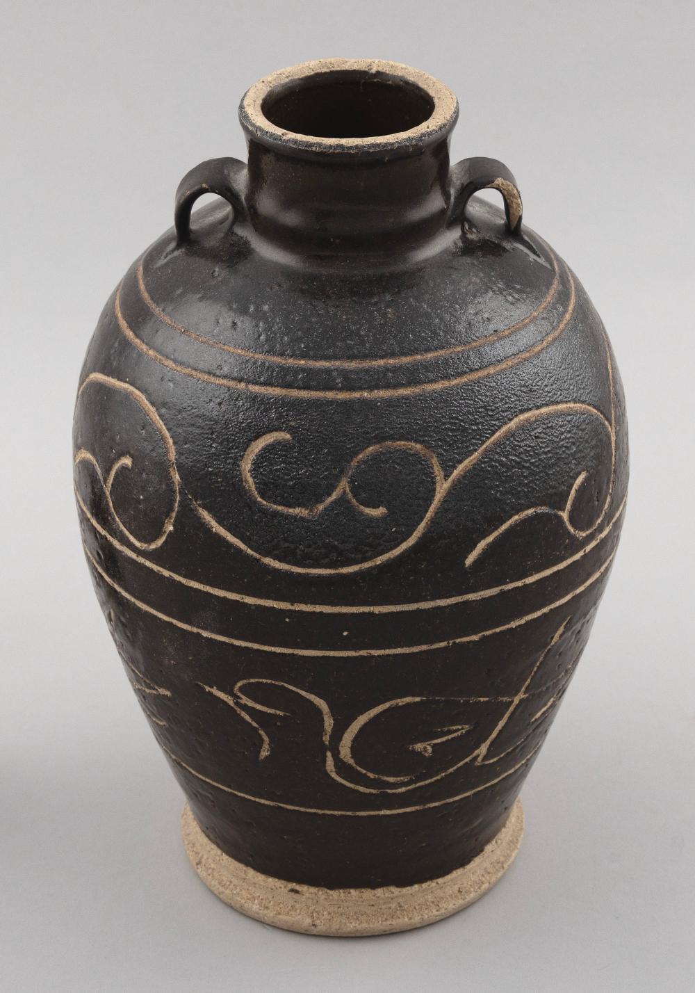 Appraisal: CHINESE SGRAFFITO POTTERY VASE TH CENTURY HEIGHT CHINESE SGRAFFITO POTTERY