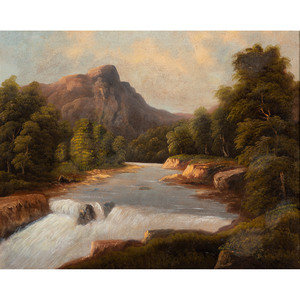 Appraisal: Hudson River School th Century Falling Waters Oil on canvas