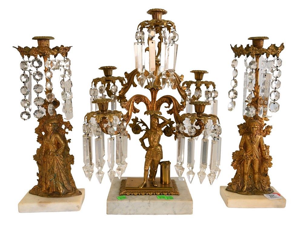 Appraisal: Three Piece Girandole Set to include a pair of figural